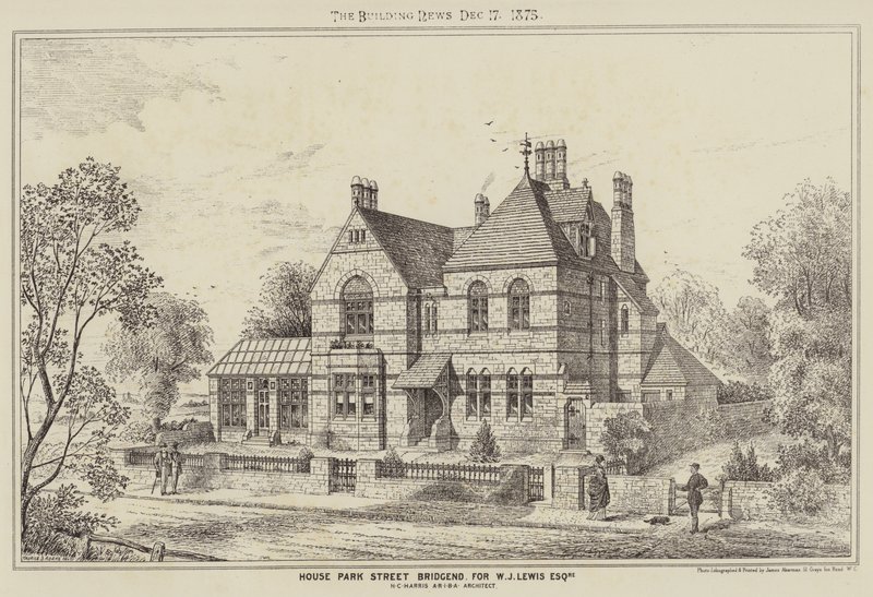 House Park Street Bridgend, för W J Lewis Esquire (gravyr) av English School