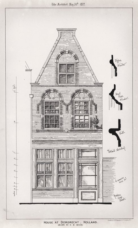 Hus i Dordrecht, Holland (gravyr) av English School