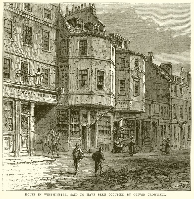 Hus i Westminster, som sägs ha varit ockuperat av Oliver Cromwell av English School