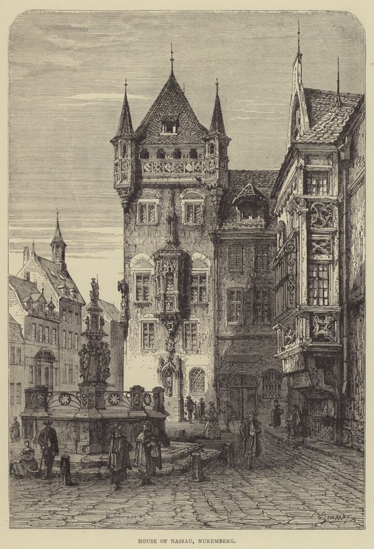 Nassaus hus, Nürnberg (gravyr) av English School
