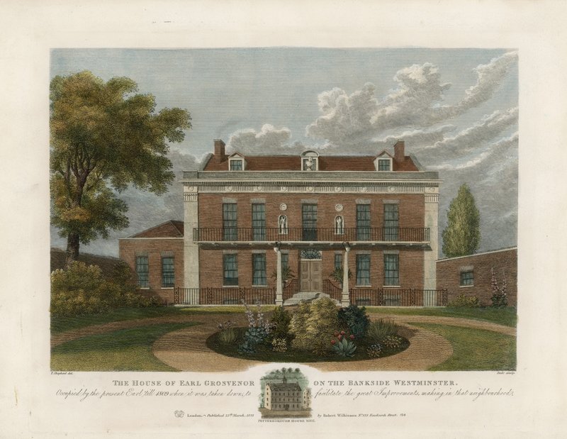 House of the Earl Grosvenor på Bankside, Westminster. Nedtogs 1809 av English School