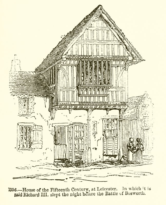 Det femtonde århundradets hus i Leicester. I vilken det sägs att Richard III sov natten före slaget vid Bosworth av English School