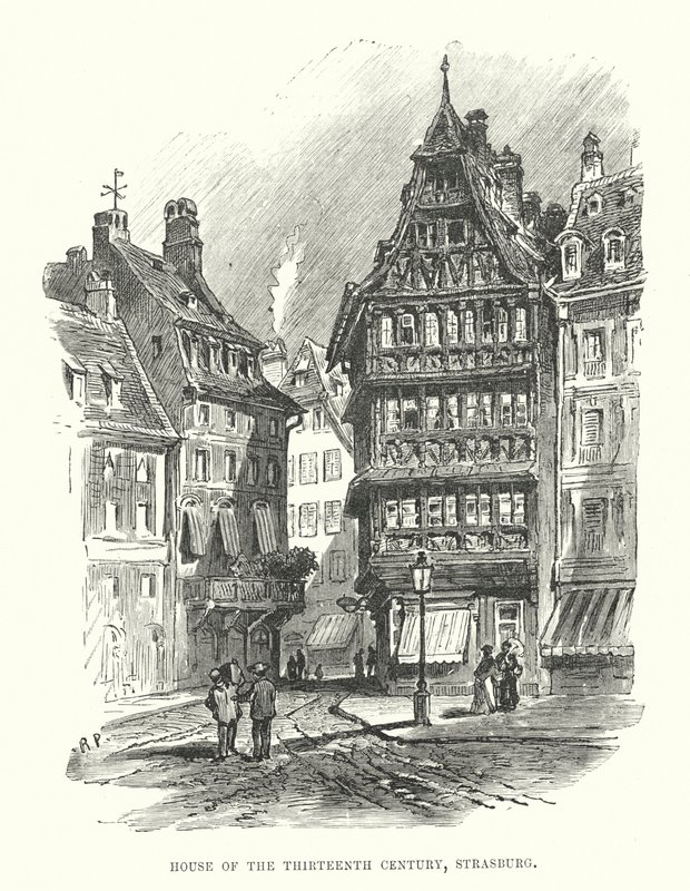 Trettonde århundradets hus, Strasburg (gravyr) av English School
