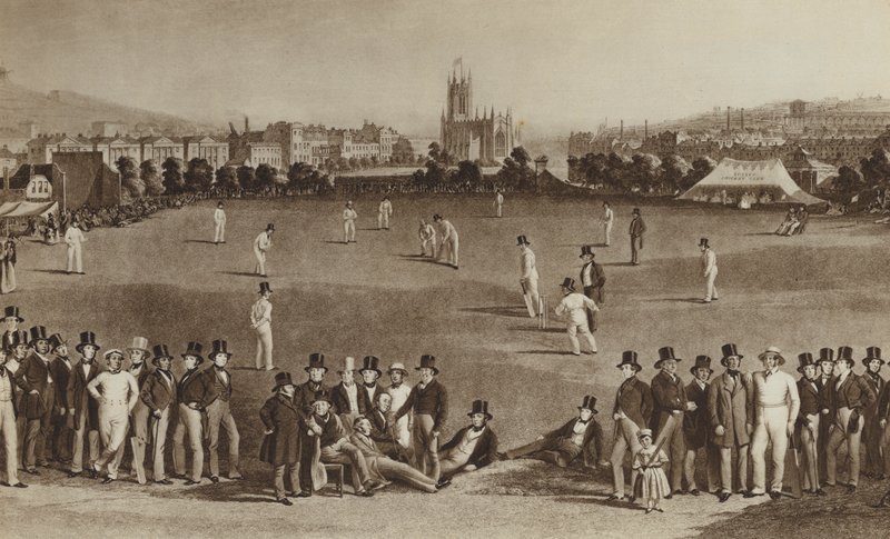 Hur de spelade cricket när drottning Victoria var ung (litho) av English School