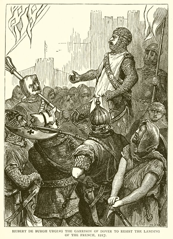Hubert de Burgh uppmanade garnisonen i Dover att motstå fransmännens landsättning, 1217 av English School
