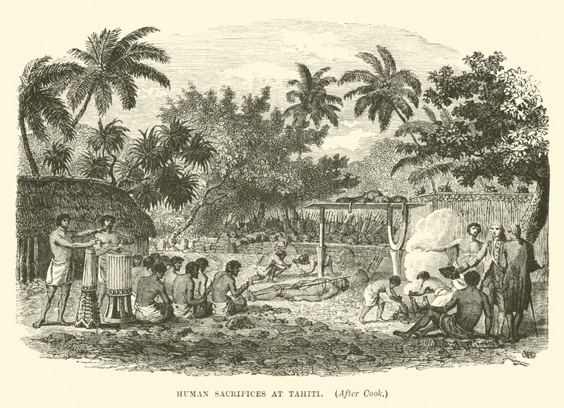 Människooffer på Tahiti, efter Cook av English School