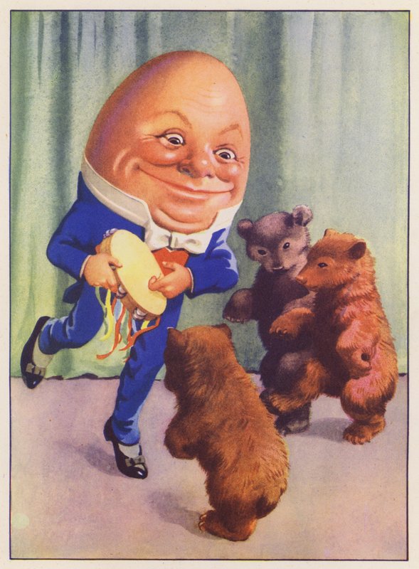 Humpty Dumpty och de tre björnarna (färglitografi) av English School