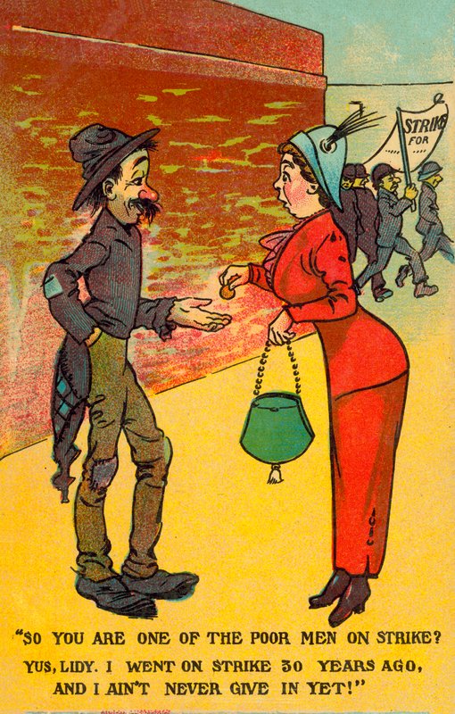 Jag gick ut i strejk för 30 år sedan, och jag ger mig aldrig ännu (färg litho) av English School