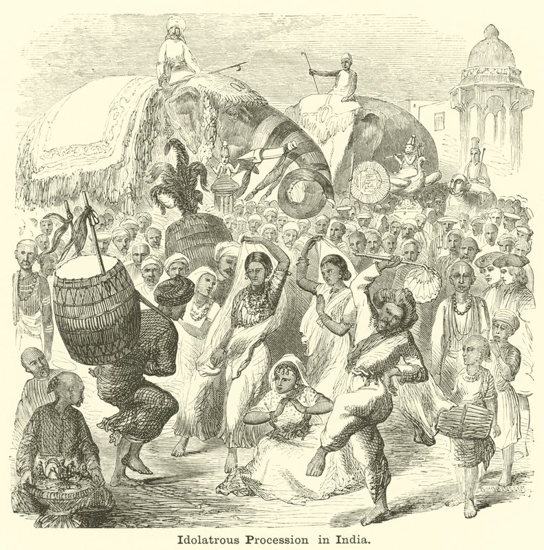 Idolatrous procession i Indien av English School