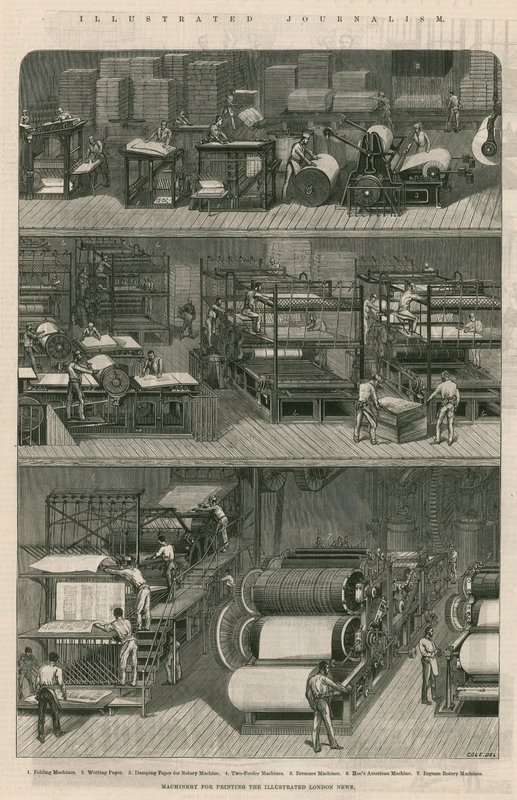 Illustrerad journalistik: Maskiner för tryckning av Illustrated London News av English School