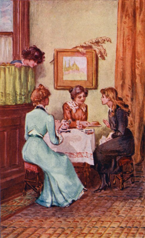 Illustration för A World of Girls av L T Meade (färg litho) av English School