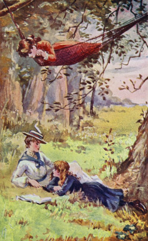 Illustration för A World of Girls av L T Meade (färg litho) av English School