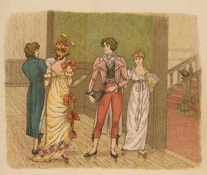 Illustration för Drömmar, danser och besvikelser (färglitografi) av English School