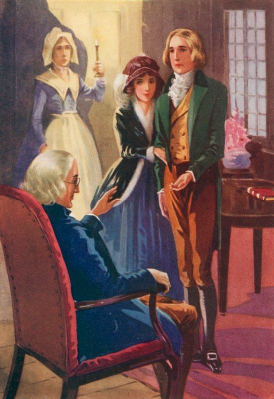 Illustration för John Halifax Gentleman av Dinah Maria Mulock (färglitografi) av English School