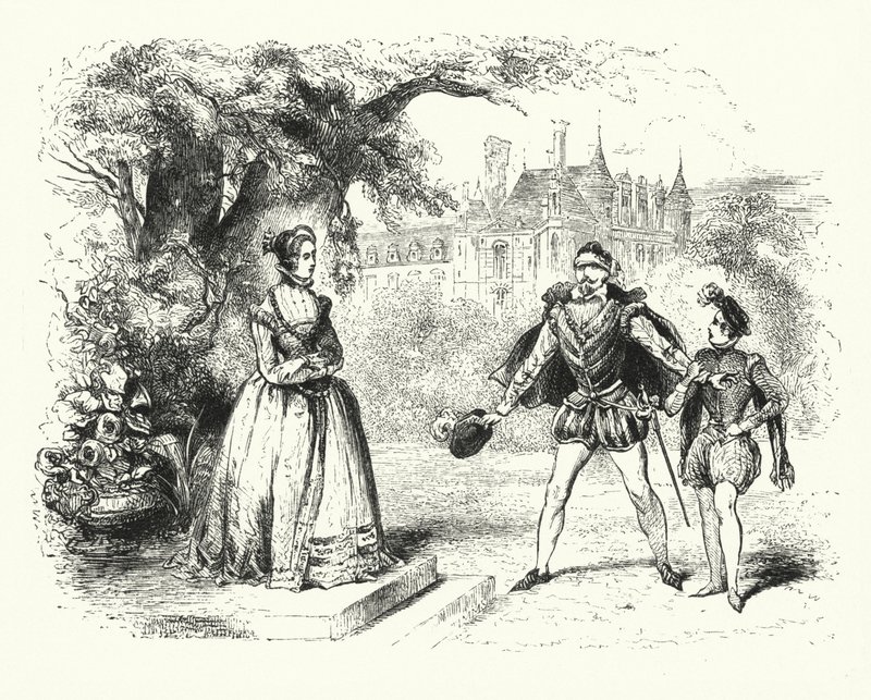 Illustration till Les Huguenots av Giacomo Meyerbeer (gravyr) av English School