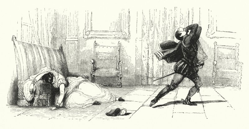 Illustration till Les Huguenots av Giacomo Meyerbeer (gravyr) av English School
