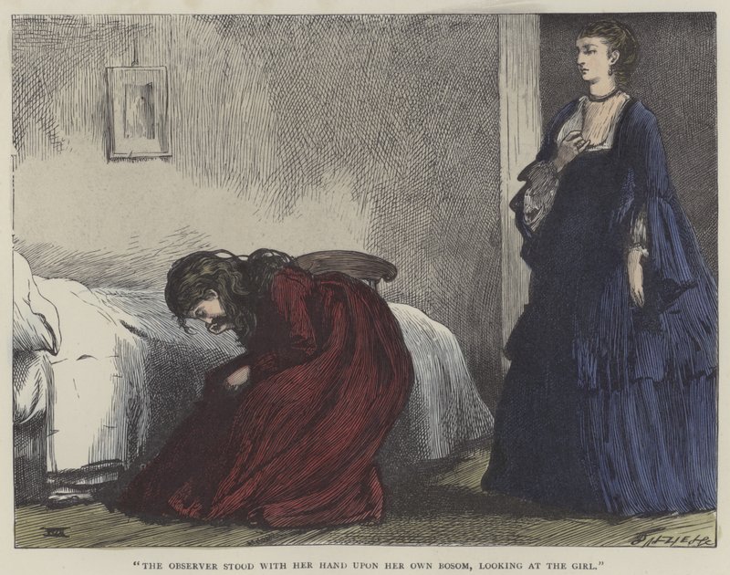 Illustration för Little Dorrit (färgad gravyr) av English School