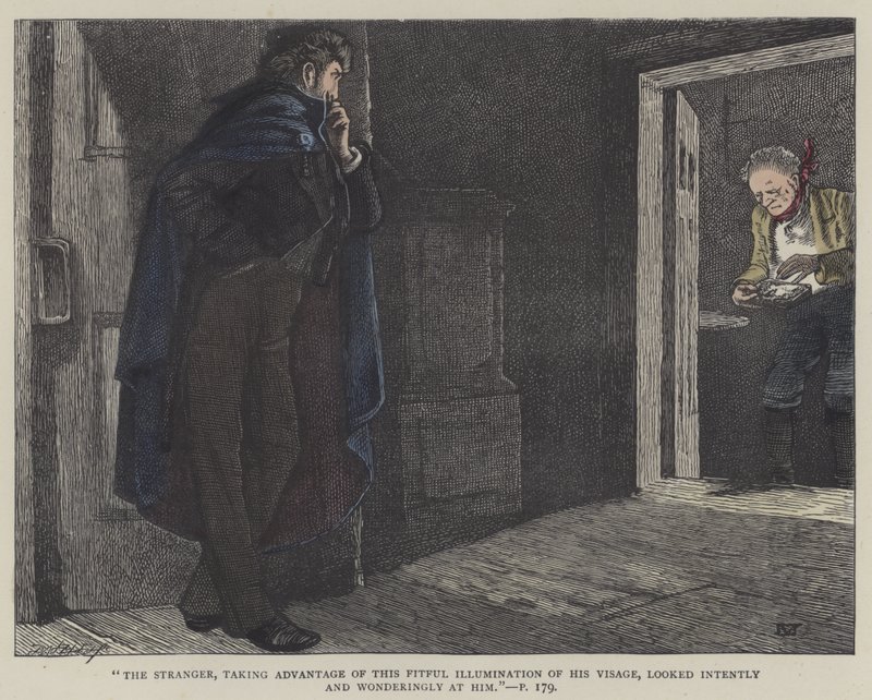 Illustration för Little Dorrit (färgad gravyr) av English School