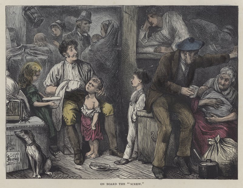 Illustration för Martin Chuzzlewit (färgad gravyr) av English School