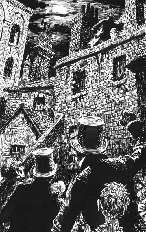 Illustration för Oliver Twist av Charles Dickens (penna och bläck) av English School