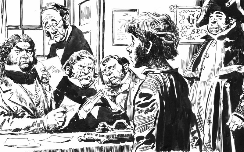 Illustration för Oliver Twist av Charles Dickens (penna och bläck) av English School