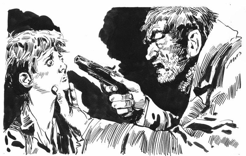 Illustration för Oliver Twist av Charles Dickens (penna och bläck) av English School
