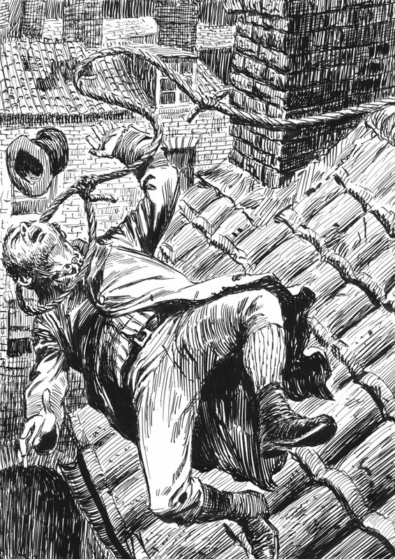 Illustration för Oliver Twist av Charles Dickens (penna och bläck) av English School