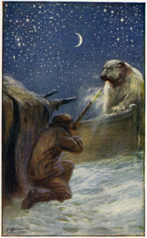 Illustration till Peter The Whaler av William H G Kingston (färglitografi) av English School