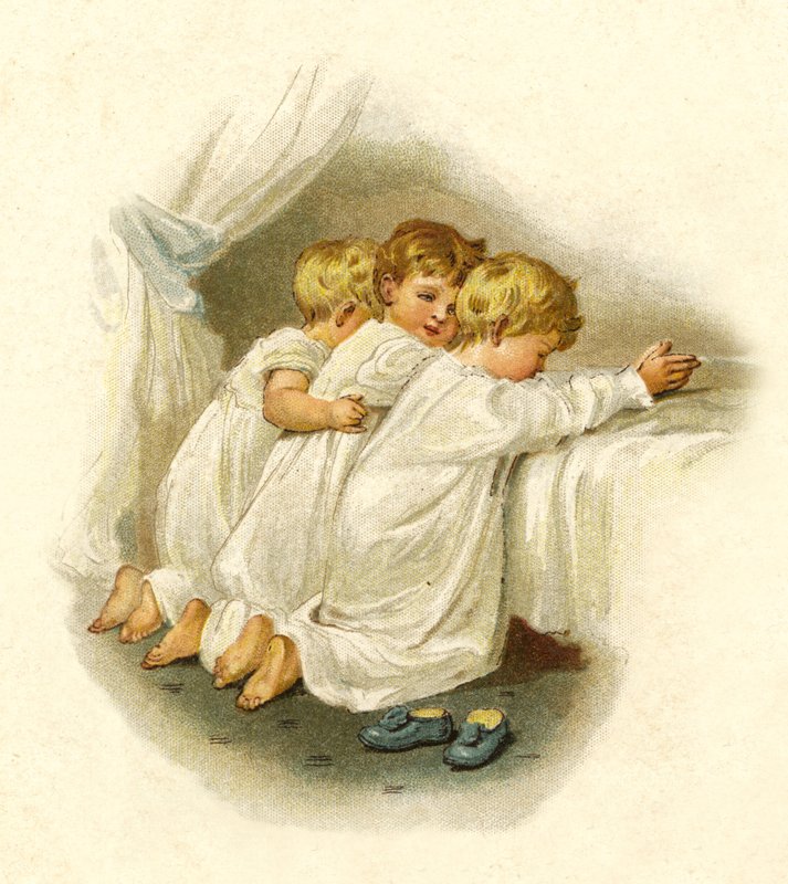 Illustration för The Coming Of Father Christmas (färg litho) av English School
