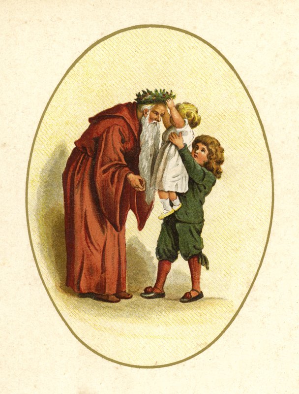 Illustration för Jultomtens komst (litho i färg) av English School