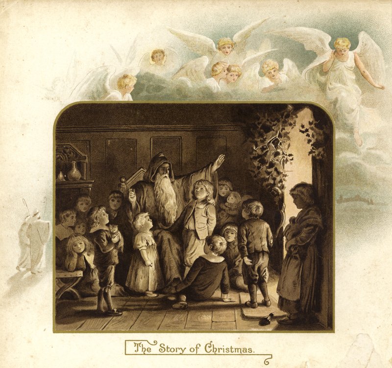 Illustration för The Coming Of Father Christmas (färglitografi) av English School