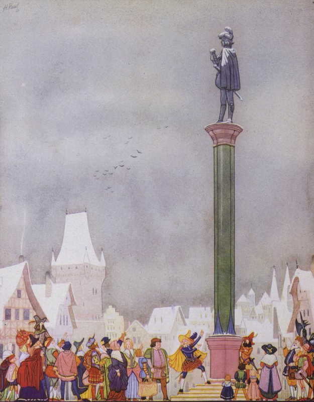 Illustration till The Happy Prince av Oscar Wilde (färglitografi) av English School