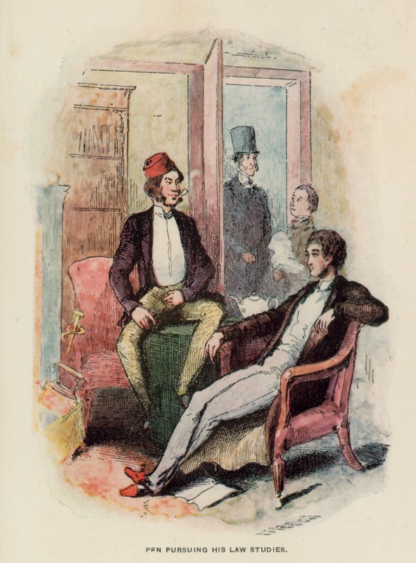 Illustration för The History of Pendennis av Thackeray av English School