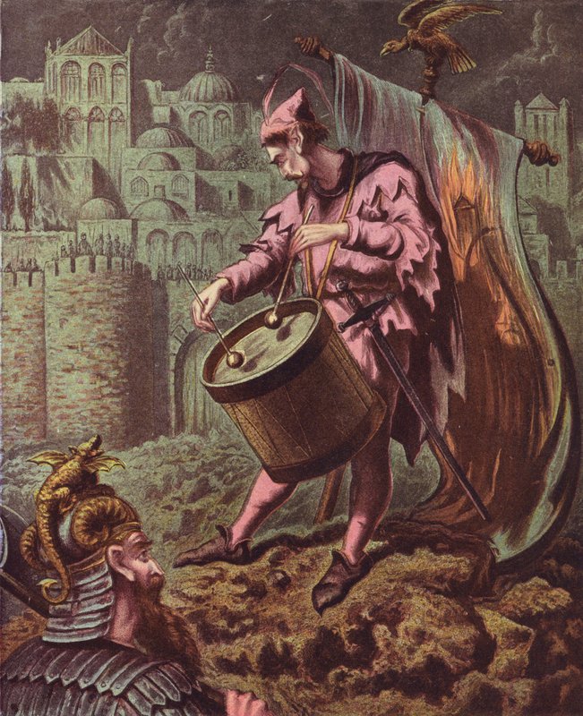 Illustration till Det heliga kriget av John Bunyan (färglitografi) av English School