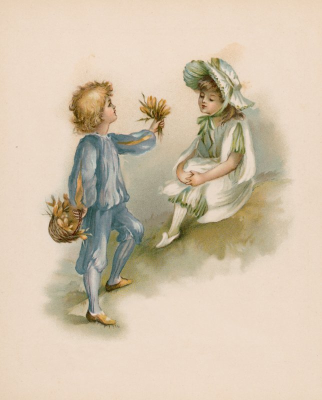 Illustration till Blommornas språk (chromolitho) av English School
