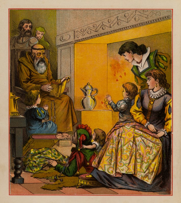 Illustration till The Merry Ballads of the Olden Time, c 1880 (färg litho) av English School