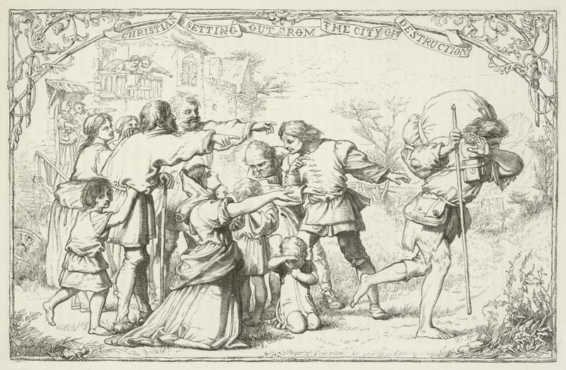 Illustration för The Pilgrims Progress av John Bunyan av English School