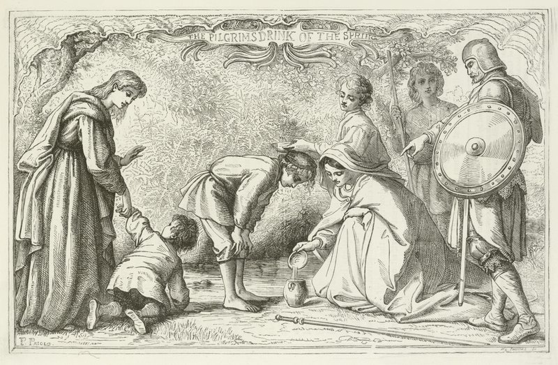 Illustration för The Pilgrims Progress av John Bunyan av English School