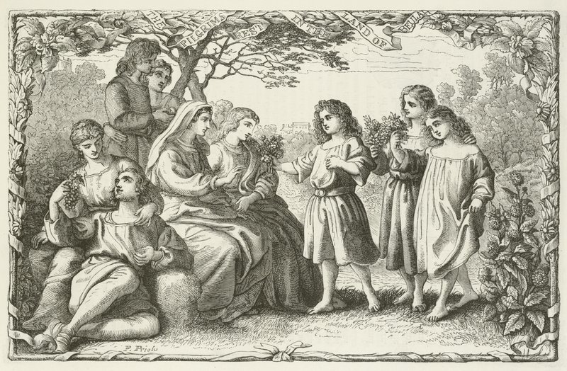 Illustration för The Pilgrims Progress av John Bunyan av English School
