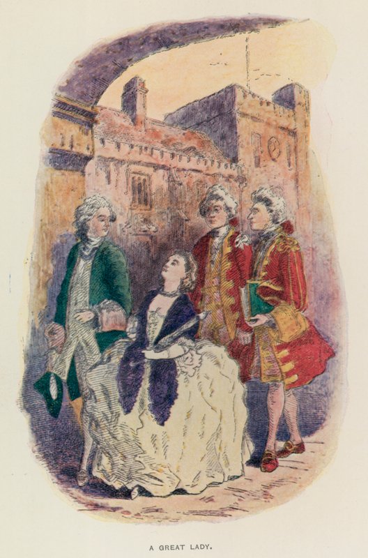 Illustration till The Virginians av Thackeray (litografi) av English School