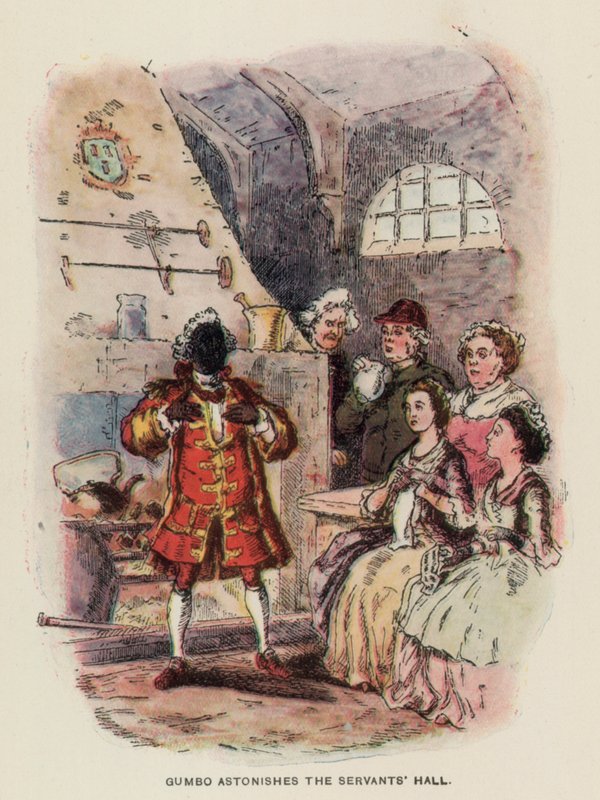 Illustration till The Virginians av Thackeray (litografi) av English School