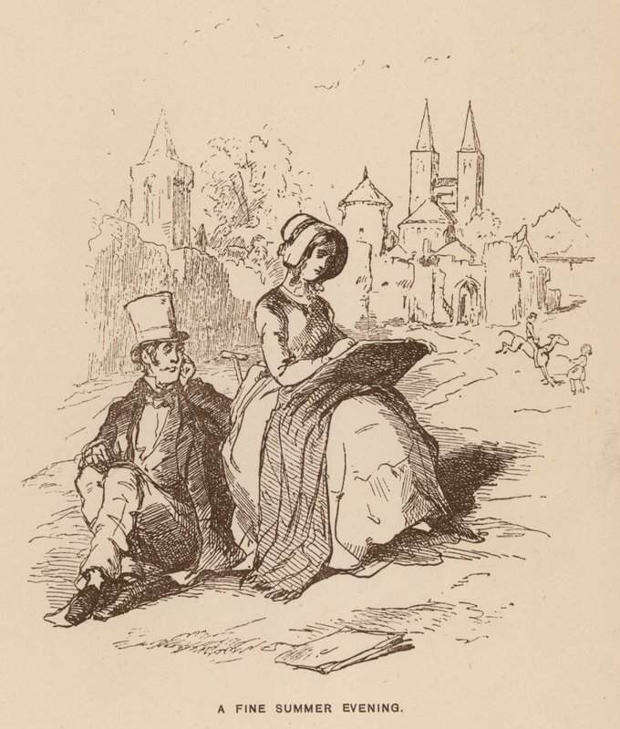 Illustration för Vanity Fair av Thackeray (litho) av English School