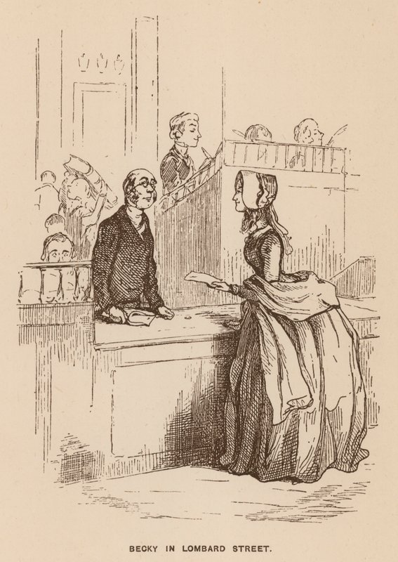 Illustration till Vanity Fair av Thackeray (litografi) av English School