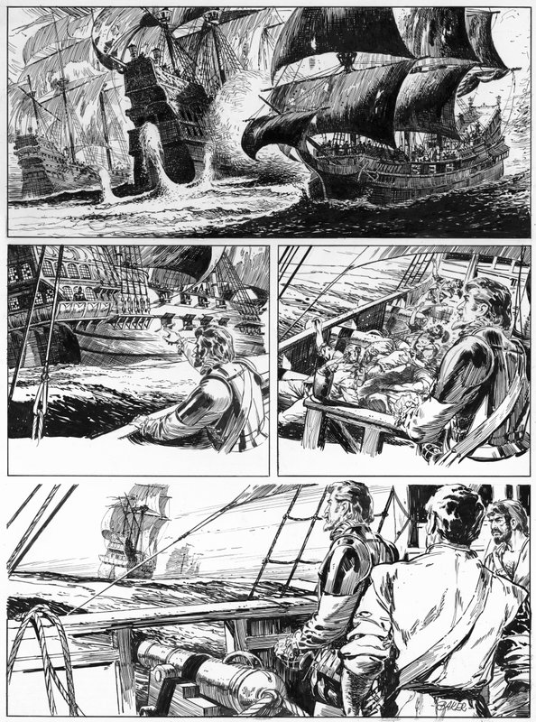 Illustration för Westward Ho! av Charles Kingsley (penna och bläck) av English School