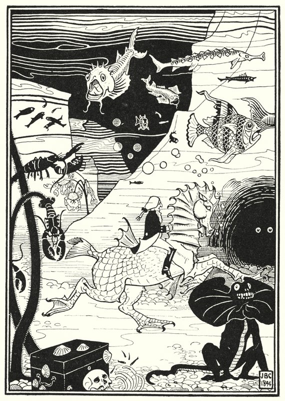 Illustration för Baron Munchausens äventyr (gravyr) av English School