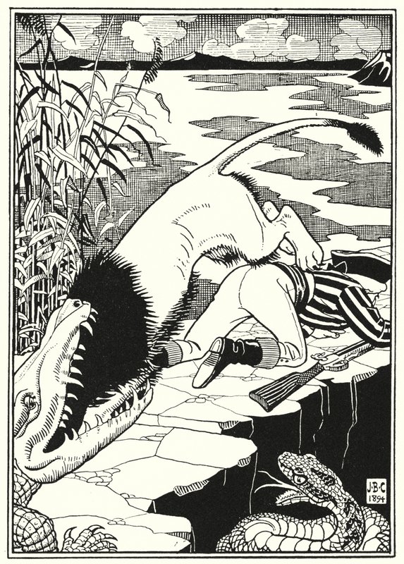 Illustration för Baron Munchausens äventyr (gravyr) av English School