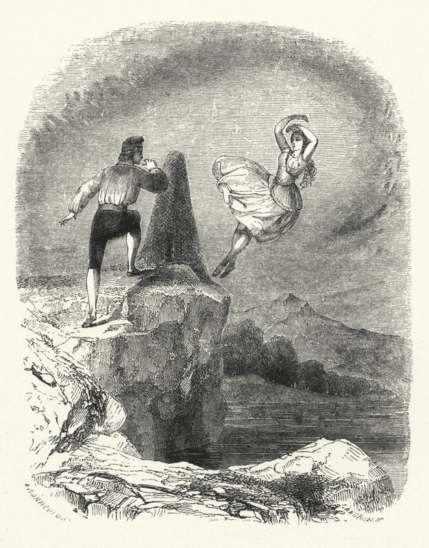 Illustration för baletten, Ondine eller Najaden (gravyr) av English School