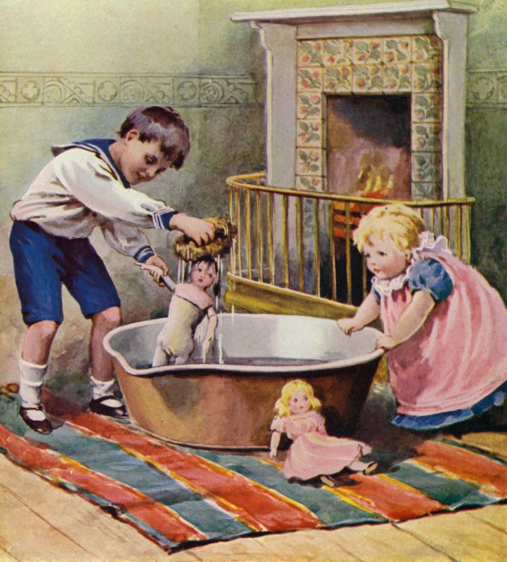 In Mischief (färg litho) av English School
