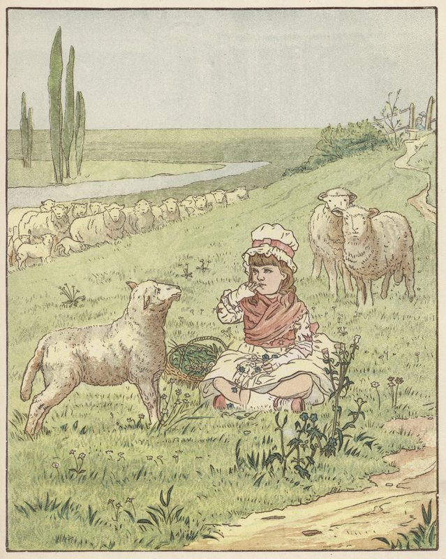 På ängarna (färglitografi) av English School