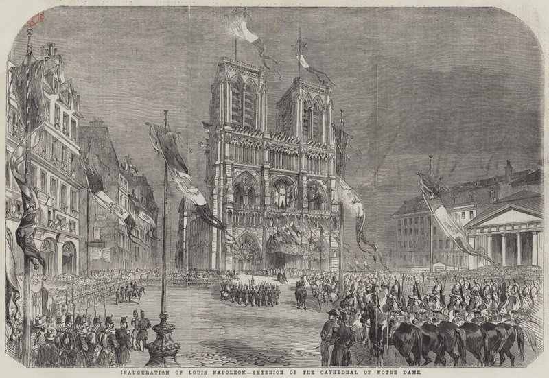 Invigning av Louis Napoleon, Exteriör av katedralen Notre Dame (gravyr) av English School